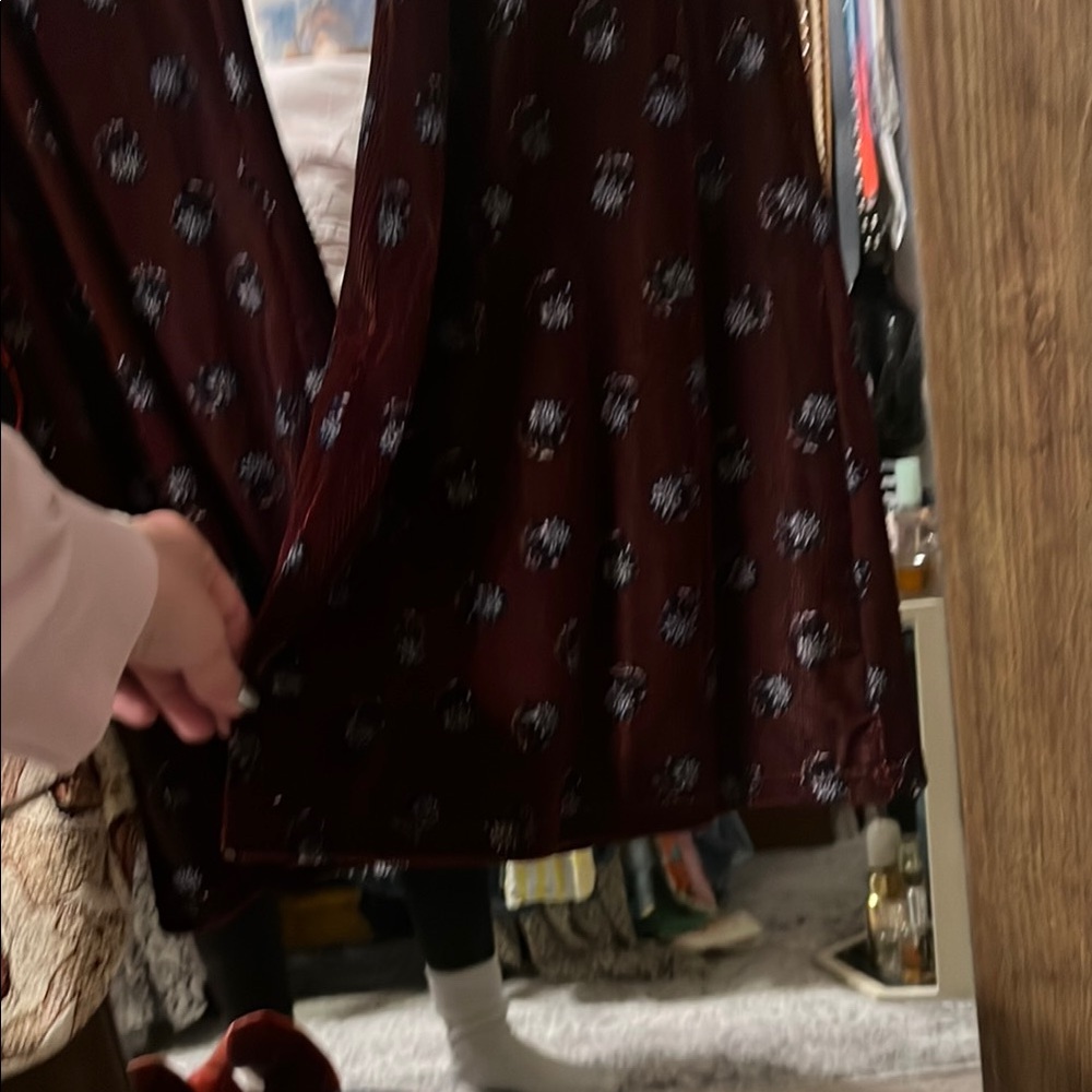 Maroon Patterned Flared Pants - image 3